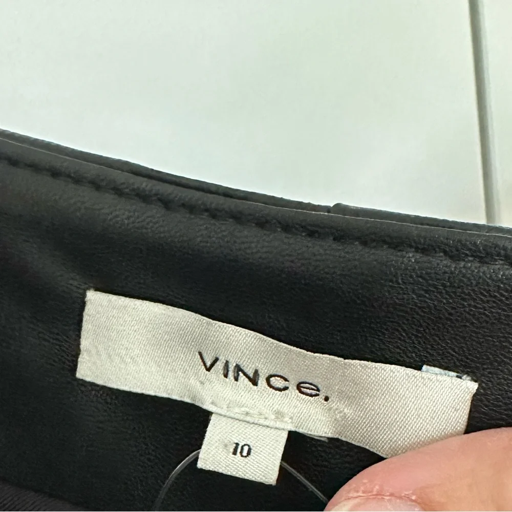 Vince Black Leather Pleat Tapered Pants - Picture 8 of 12